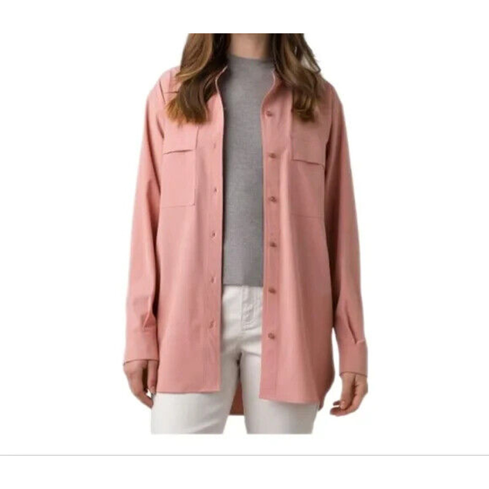 prAna Tunic Rolled Sleeve Sleeve Button Down Shirt Small Railay Blush Pink